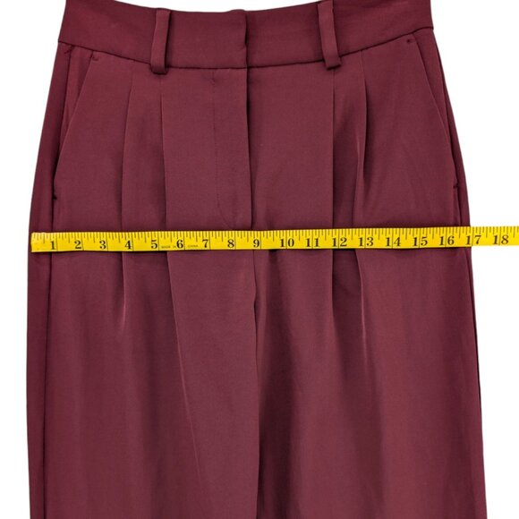 Jason Wu Wide Leg Pants Womens Burgundy Pleated High Rise Slacks Size XS - Picture 9 of 12